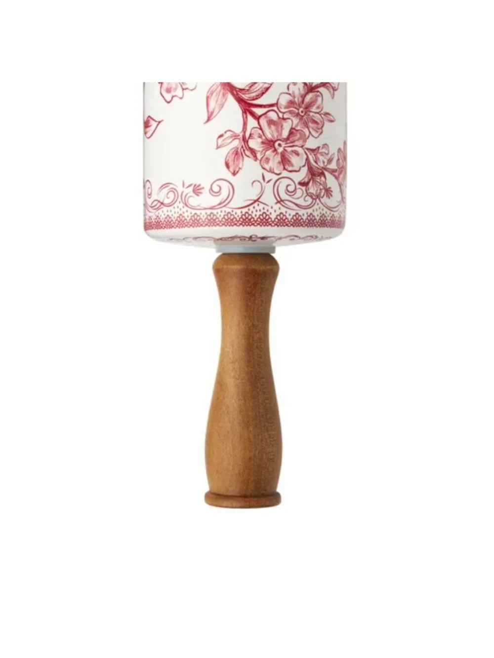 The Pioneer Woman Red Wood Handles Floral Design Agatha Ceramic Rolling Pin